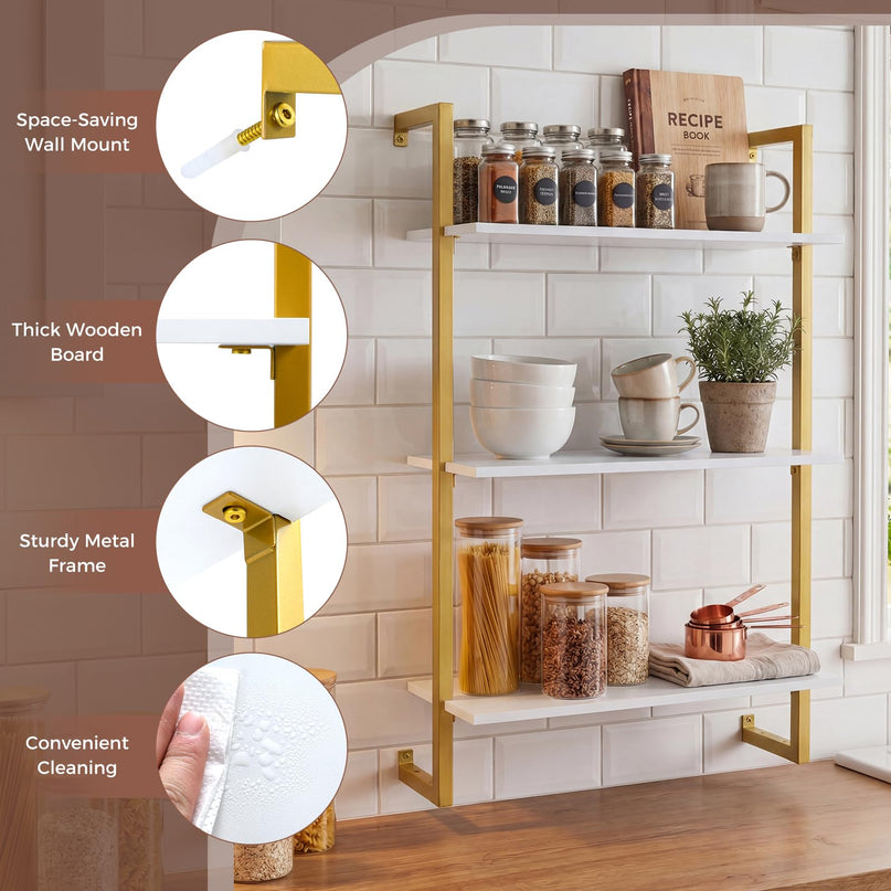 Giantex 3-Tier Wall-Mounted Bookshelf with Metal Frame (1/2)