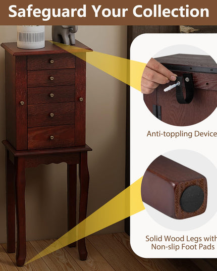 Giantex Standing Jewelry Armoire Cabinet with 4 Drawers