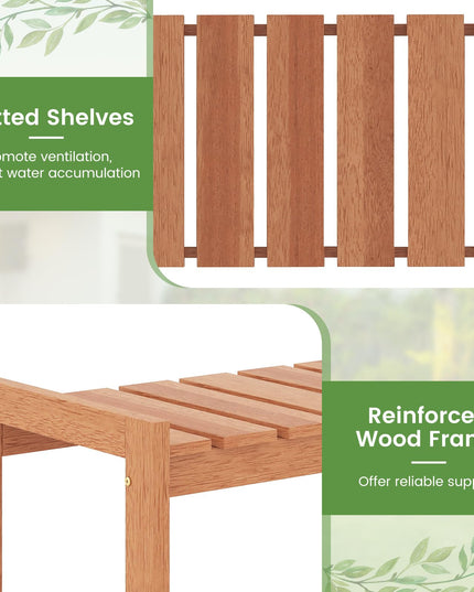 Giantex 3-Tier Solid Wood Plant Stand Wooden Flower Pot Display Rack