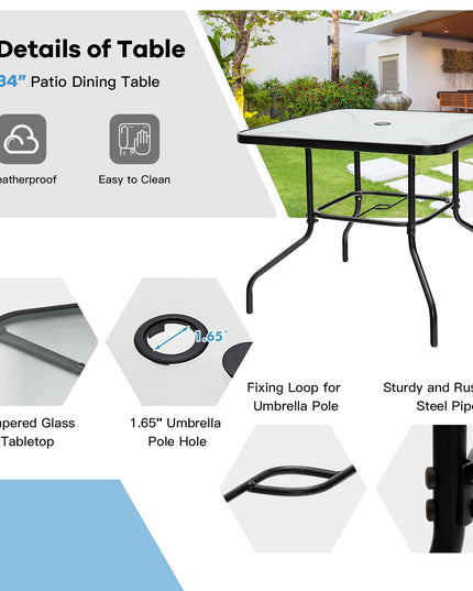 Giantex 6 Piece Outdoor Table and Chairs Set, Patio Dining Set with Umbrella