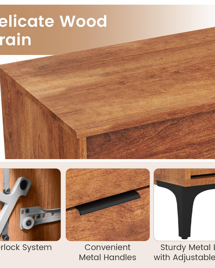 Giantex Wooden Storage Cabinet with Anti-Tip Kit & Sturdy Metal Legs