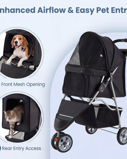 Giantex 3 Wheel Foldable Dog Stroller for Small Dogs Cats
