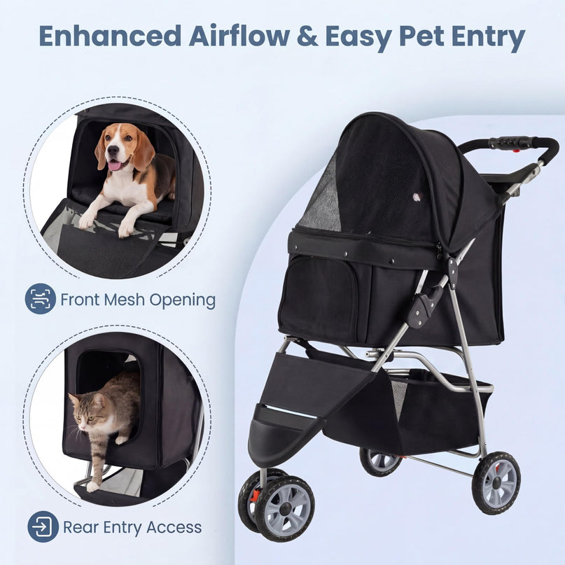 Giantex 3 Wheel Foldable Dog Stroller for Small Dogs Cats