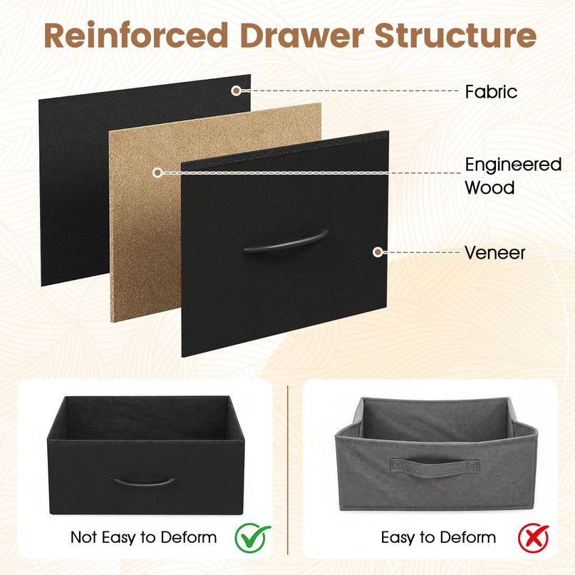GIANTEX 7-Drawer Wide Dresser with 2-Sized Folding Fabric Drawers & 2 Anti-tipping Kits