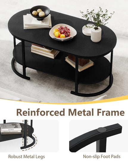 Giantex 2-Tier Coffee Table Oval Center Table