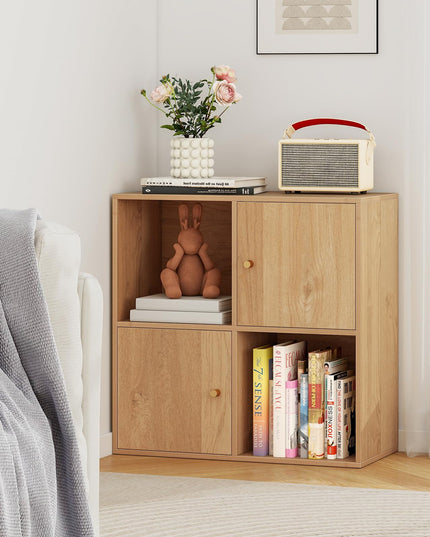 Giantex 4 Cube Bookcase, 2-Tier Freestanding Book Shelf with Open Compartments