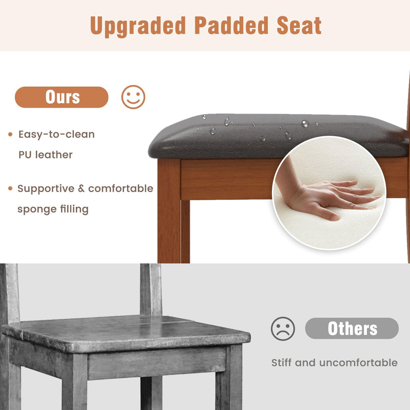 Giantex Dining Chair, Faux Leather Upholstered Kitchen Chairs w/Rubber Wood Legs & Ergonomic Back