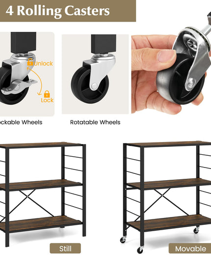 Giantex Folding Bookshelf with Wheels