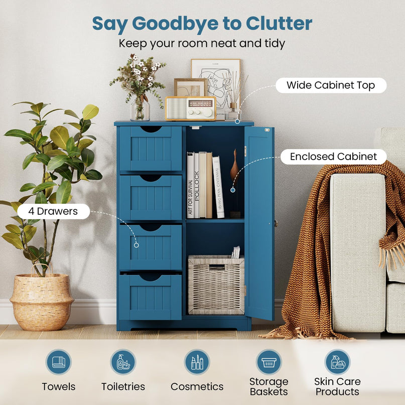 Giantex Bathroom Cabinet with 1 Door & 4 Drawers