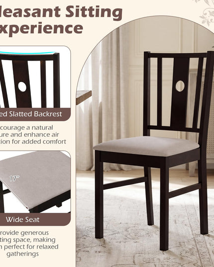 Giantex Upholstered Rubber Wood Dining Chairs Set of 2/4