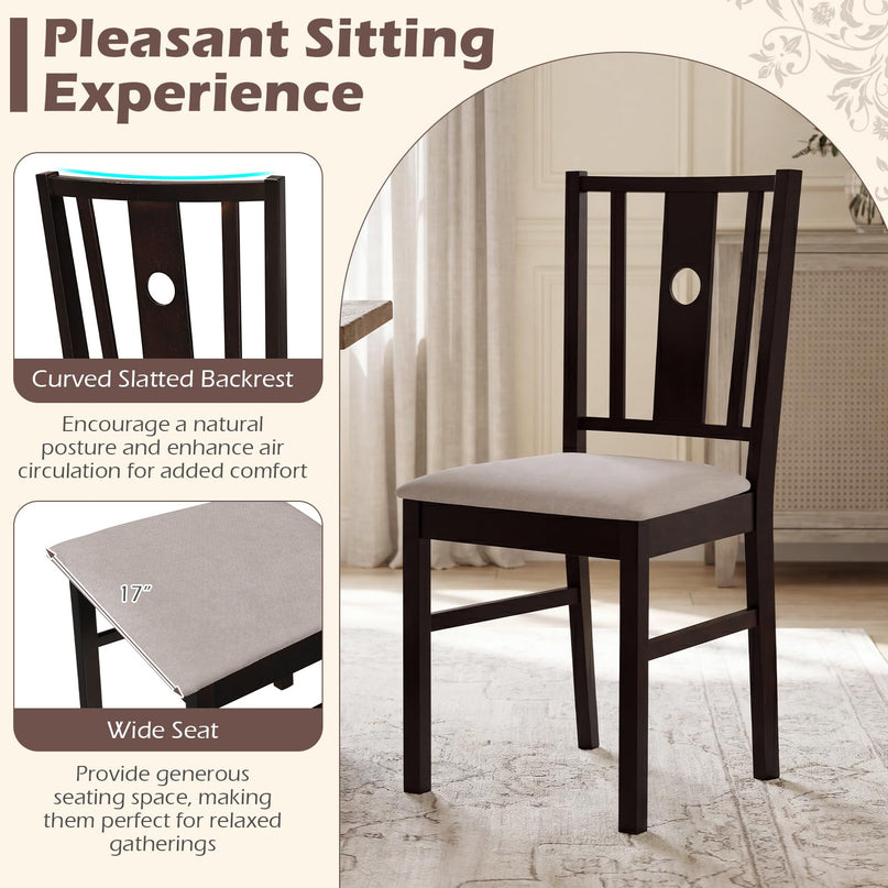 Giantex Upholstered Rubber Wood Dining Chairs Set of 2/4
