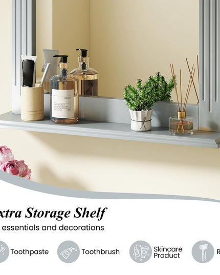 Wooden Frame Modern Rectangular Hanging Vanity Makeup Mirrors for Washroom
