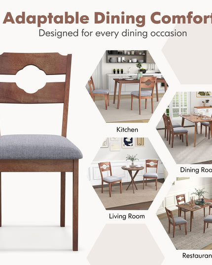 Giantex Wooden Dining Chairs Set of 2/4, Rubber Wood Dinner Chair w/Hollowed Backrest & Padded Seat