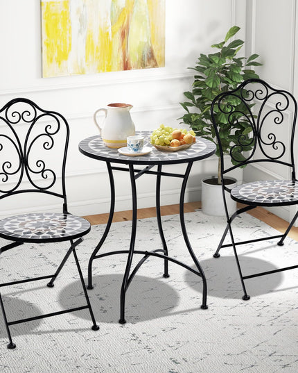 Giantex 24 Inch Patio Bistro Table, Mosaic Round Table w/Ceramic Tile Tabletop