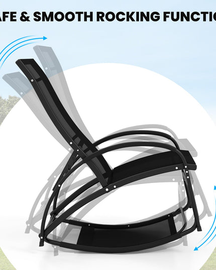 Giantex 2-in-1 Outdoor Rocking Chair, Convertible Lounge Chair with 4-Position Adjustable Backrest