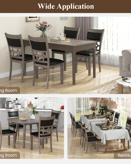 Giantex Wooden Dining Chairs, Farmhouse Armless Kitchen Chairs w/Padded Backrest & Seat
