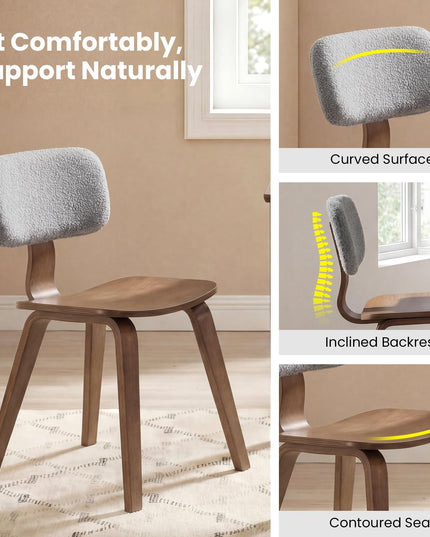 Giantex Rubber Wood Dining Room Chairs with Teddy Velvet Padded Backrest & Ergonomic Seat