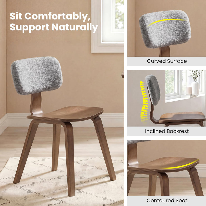 Giantex Rubber Wood Dining Room Chairs with Teddy Velvet Padded Backrest & Ergonomic Seat