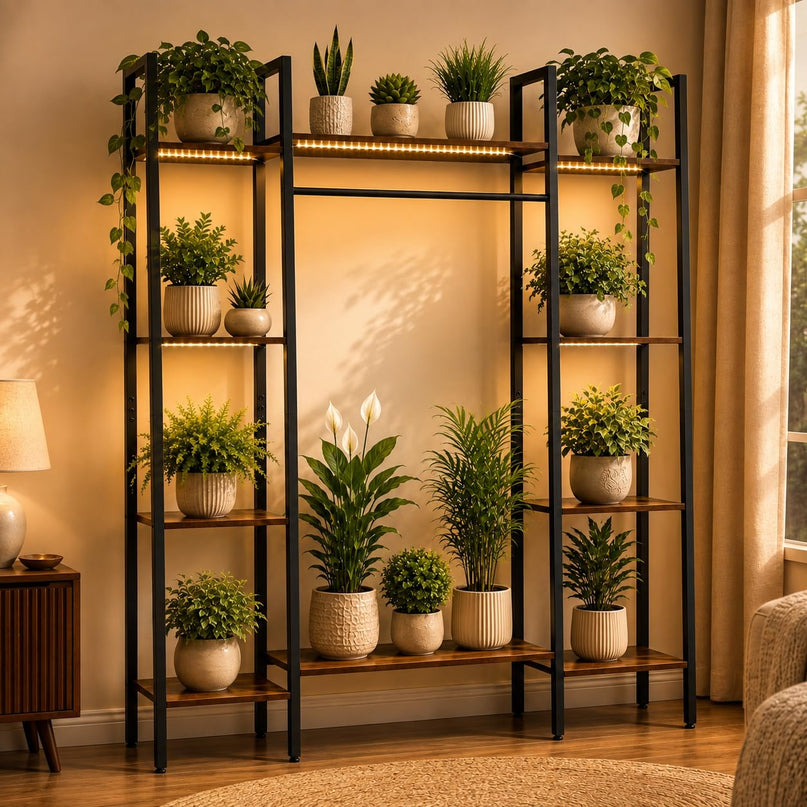 GIANTEX 10-Tier Plant Stand with LED Lights for Living Room