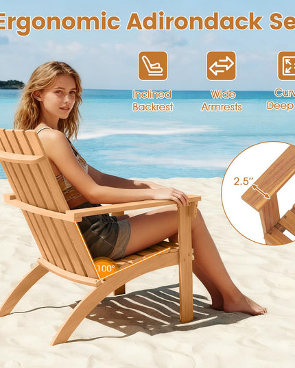 Giantex Adirondack Chair Acacia Wood Fire Pit Chairs w/Inclined Seat(1/2/4)