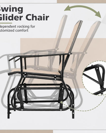 GIANTEX Outdoor Glider Chairs with 2-Tier Center Table