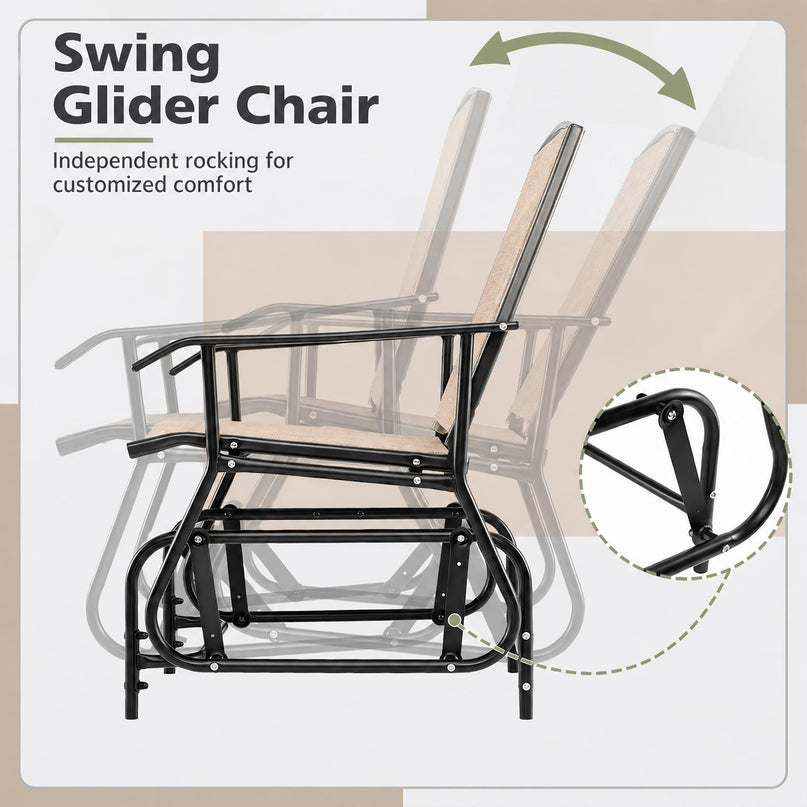 GIANTEX Outdoor Glider Chairs with 2-Tier Center Table