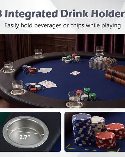 Giantex 48" Round Poker Table Foldable with 8 Cup Holders