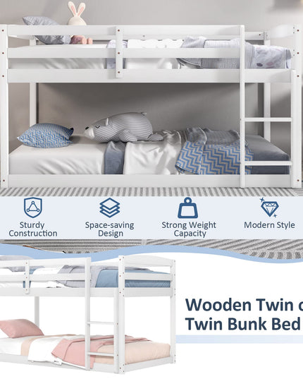 Giantex Solid Wood Twin Over Twin Bunk Bed Frame