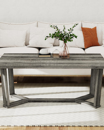 Giantex Farmhouse Wood Coffee Table for Reception Office