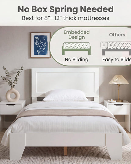 GIANTEX Twin/ Full/Queen Size Wooden Bed Frame with Heavy Duty Mattress Foundation