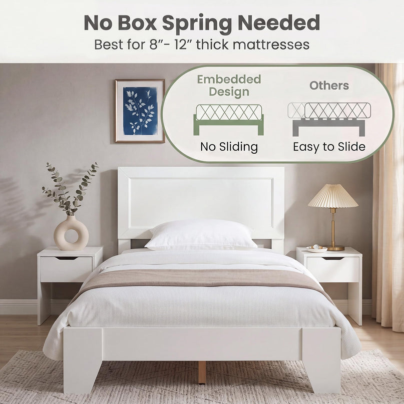 GIANTEX Twin/ Full/Queen Size Wooden Bed Frame with Heavy Duty Mattress Foundation