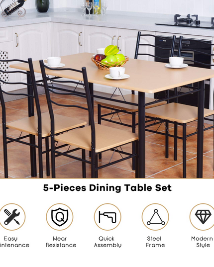 Giantex Modern 5 Piece Dining Table Set for 4 Chair