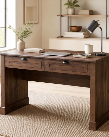 GIANTEX 48" Mid Century Modern Computer Desk with 2 Drawers