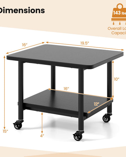 Giantex 2-Tier Under Desk Printer Stand with Storage Shelf & Lockable Wheels
