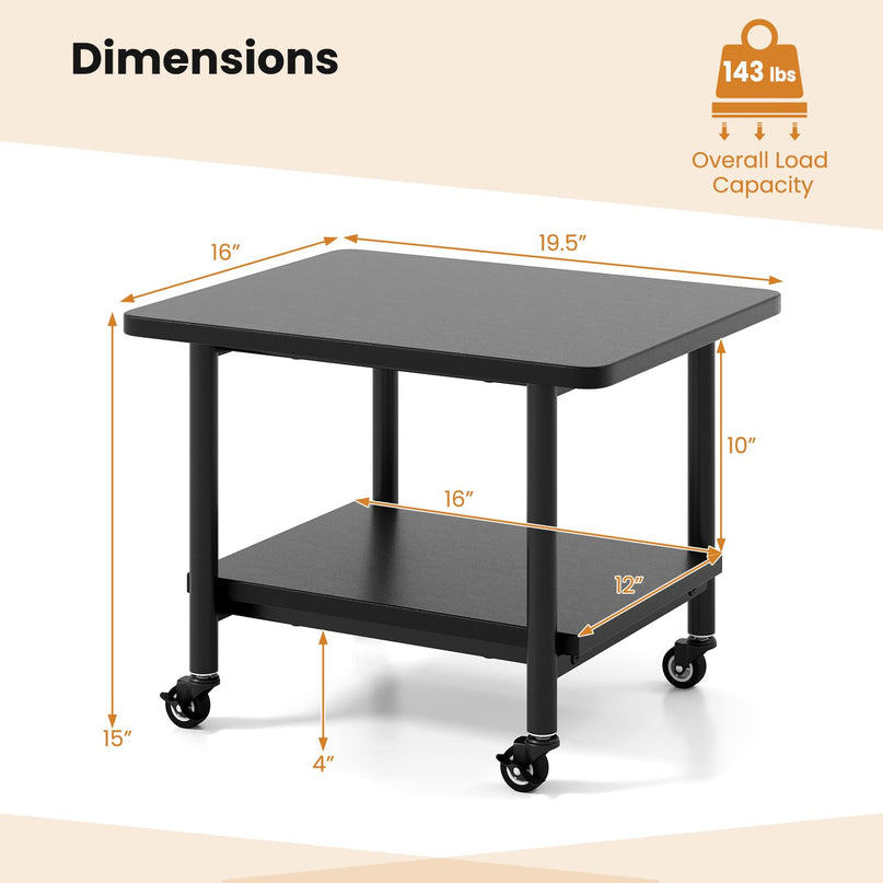 Giantex 2-Tier Under Desk Printer Stand with Storage Shelf & Lockable Wheels