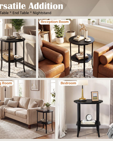 Giantex Lot de 1/2 tables d'appoint rondes à 2 niveaux pour canapé (50,8 cm x 61 cm)
