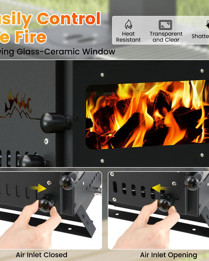 Giantex Hot Tent Stove with 3 Cooking Positions Anti-scalding Door Handle & 2 Grills