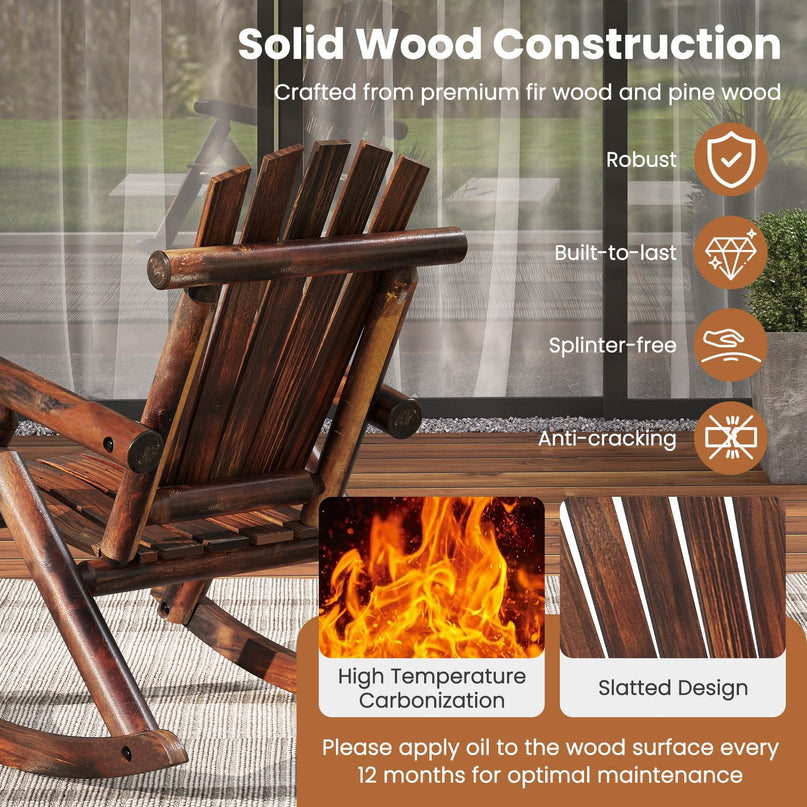 Giantex 1/2 Pcs Outdoor Wooden Rocking Chair(27”x36”x 38”)