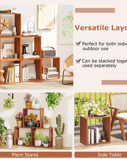 Giantex Solid Wood Stacking Storage Organizers w/Open Slatted Design