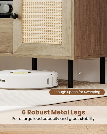 Giantex Boho TV Stand for 50-60 Inch TV Wood Entertainment Center