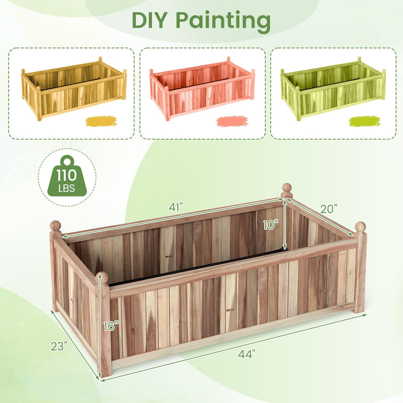 Giantex 44"x23"x16" Rectangular Acacia Wood Raised Garden Bed