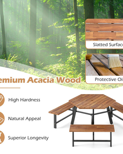 Giantex Picnic Table Bench Set for 6 for Front Porch Patio Lawn Garden