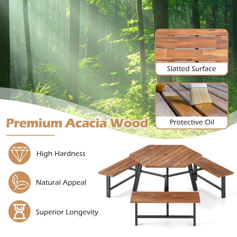 Giantex Picnic Table Bench Set for 6 for Front Porch Patio Lawn Garden