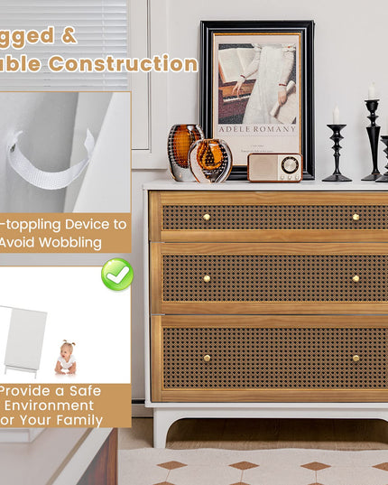 Giantex 3-Drawer Dresser Chest for Bedroom - Storage Chest of Drawers with Anti-toppling Device