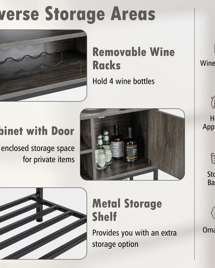 Giantex Buffet Cabinet with Power Outlets & USB Ports, Wood Coffee Bar Cabinet