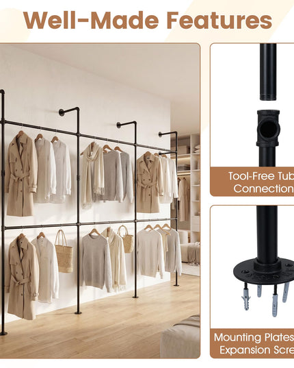 Giantex Industrial Pipe Clothing Rack for Wardrobe Closet