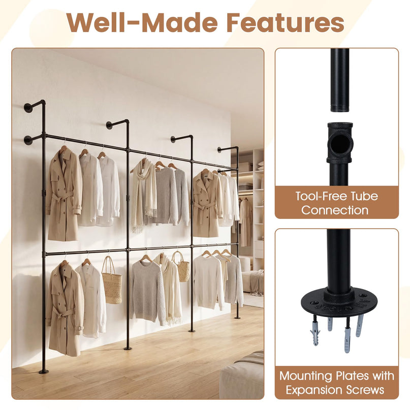 Giantex Industrial Pipe Clothing Rack for Wardrobe Closet