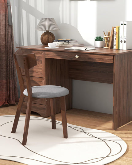 Giantex Wooden Dining Chairs, Solid Wood Kitchen Chairs w/Curved Back & Cushioned Seat