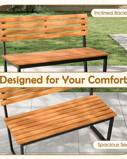 Giantex 43"×22"×33" Acacia Wood Patio Loveseat with Backrest | 800 lbs Weight Capacity