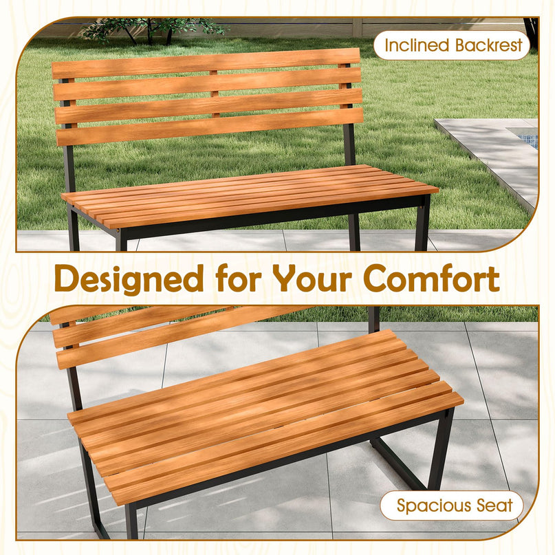 Giantex 43"×22"×33" Acacia Wood Patio Loveseat with Backrest | 800 lbs Weight Capacity